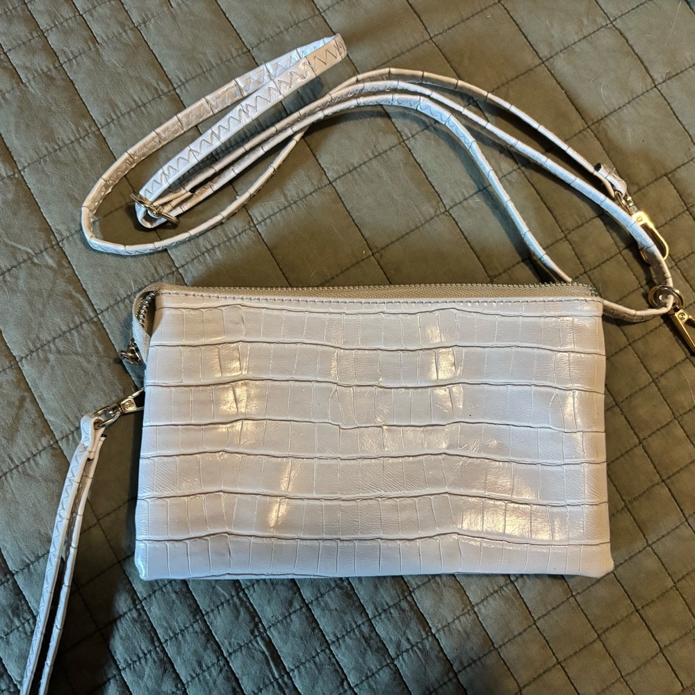 Jen & Co White Croc-Embossed Women's Bag